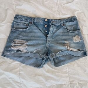 H&M Light Blue Distressed Jean Shorts
